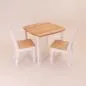 Preview: ansprechendes Design in weiß - natur - Holztisch Holzstühle Kindersitzgruppe – für Kindergarten – pädagogisch wertvolles Holzspielzeug – ökologisch und gesundes Kinder-Spielzeug - Maltisch - Basteltisch - Kaffeetafel
