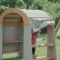 Preview: Kinder schützen sich mit einem Sonnensegel beim spielen im Garten unter dem Outdoorspielständer von Holz Spielzeug Peitz