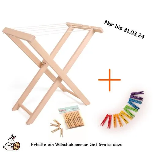 Kinder-Wäscheständer aus Holz klappbar | Montessori Spielzeug Wäscheständer klein
