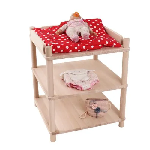 Wickelkommode für Puppen aus Holz | Montessori Flexi-System Puppenhaus mit Wickeltisch Ablage