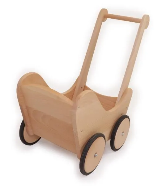 Puppenwagen oder auch als Lauflernwagen benutzbar, aus Holz