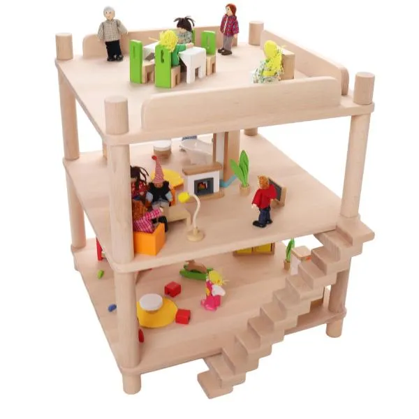 Wickelkommode für Puppen aus Holz | Montessori Flexi-System Puppenhaus mit Wickeltisch Ablage
