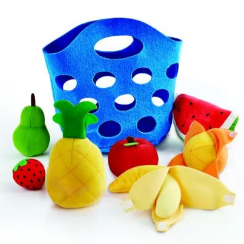 Spielküche Gretel aus Holz | Einkaufsbeutel Einkaufssack mit Obst