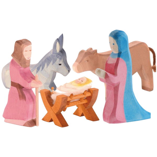 Heilige Familie für Krippenstall | Weihnachtskrippe | Holztiger Krippenfiguren