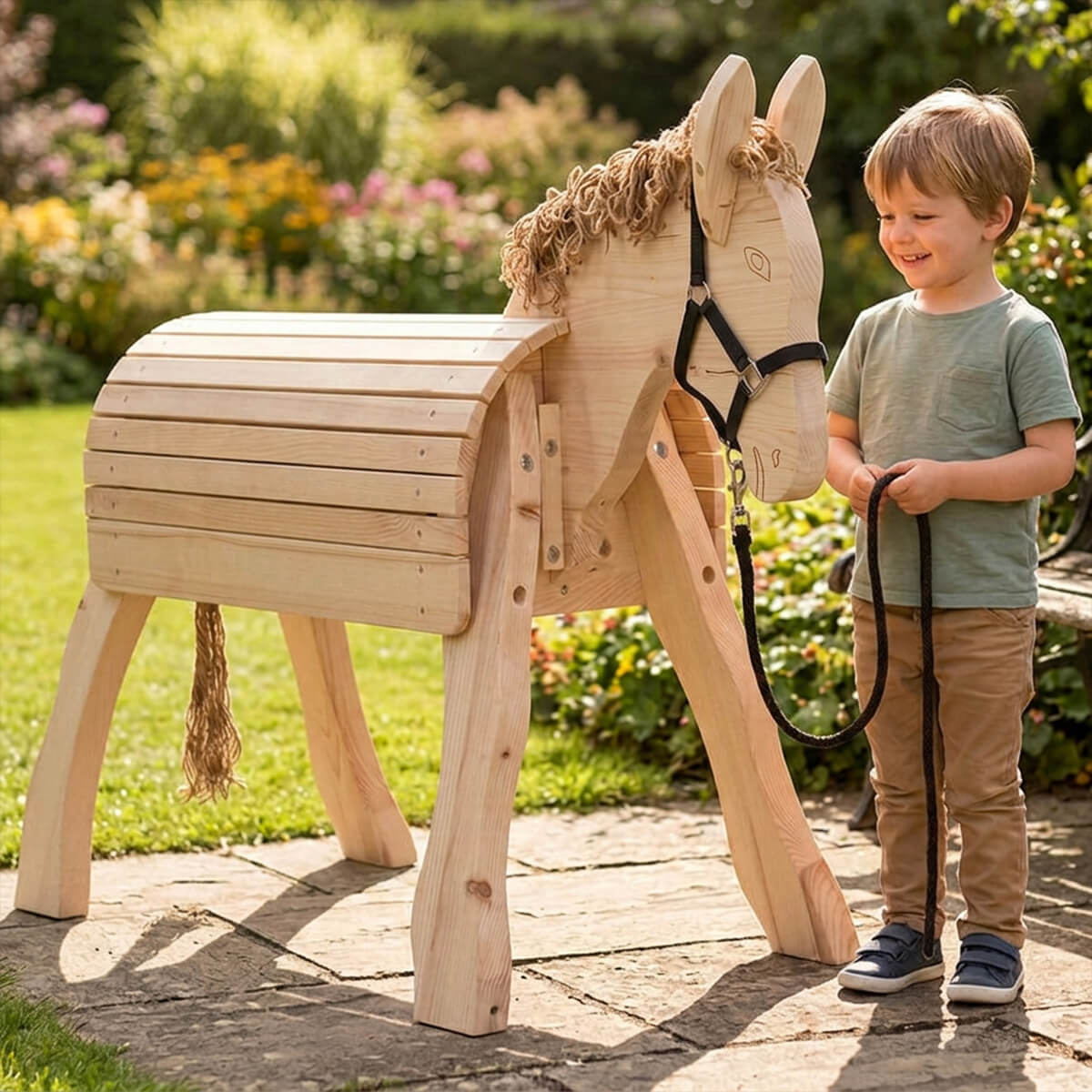 Holzesel Garten PEDRO - großes Outdoor Spielgerät für Kinder