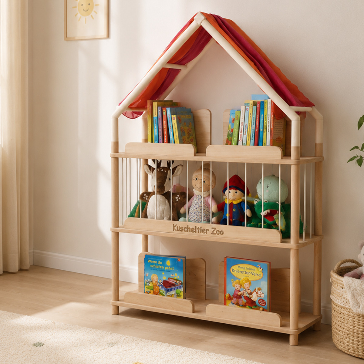 Montessori Regal-Haus mit Spitz-Dach breit und hoch