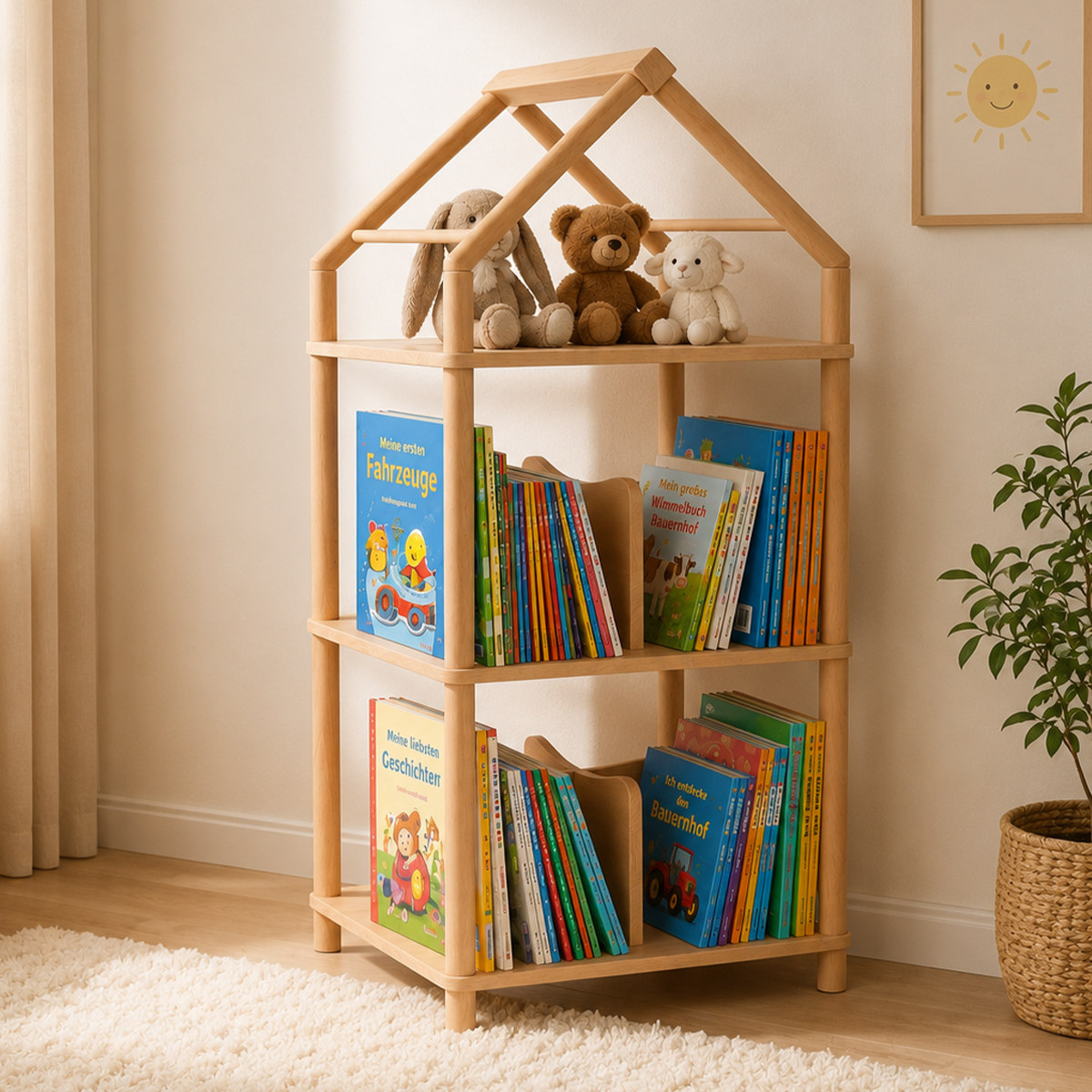Montessori Regal-Haus mit Spitz-Dach quadratisch