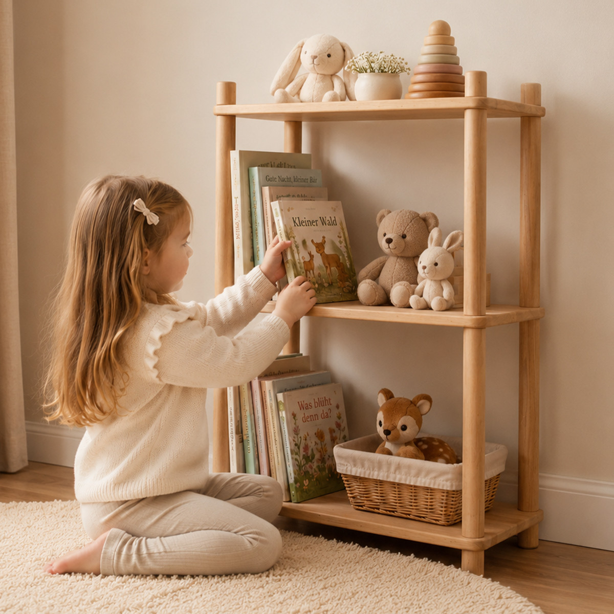 Montessori Bücherregal mit 3 Etagen