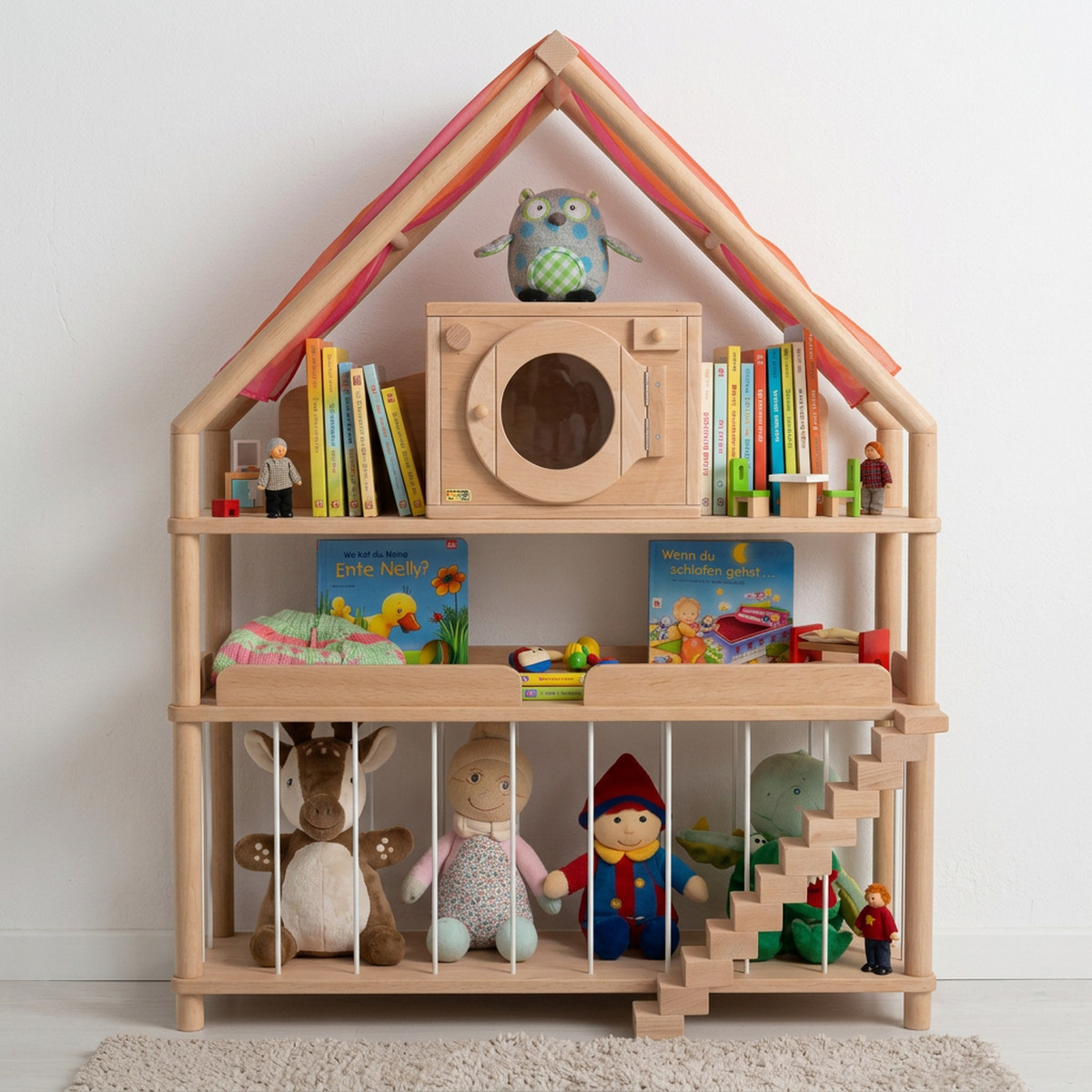 Modulares Stollen Regalsystem als Puppenhaus oder als Bücherregal