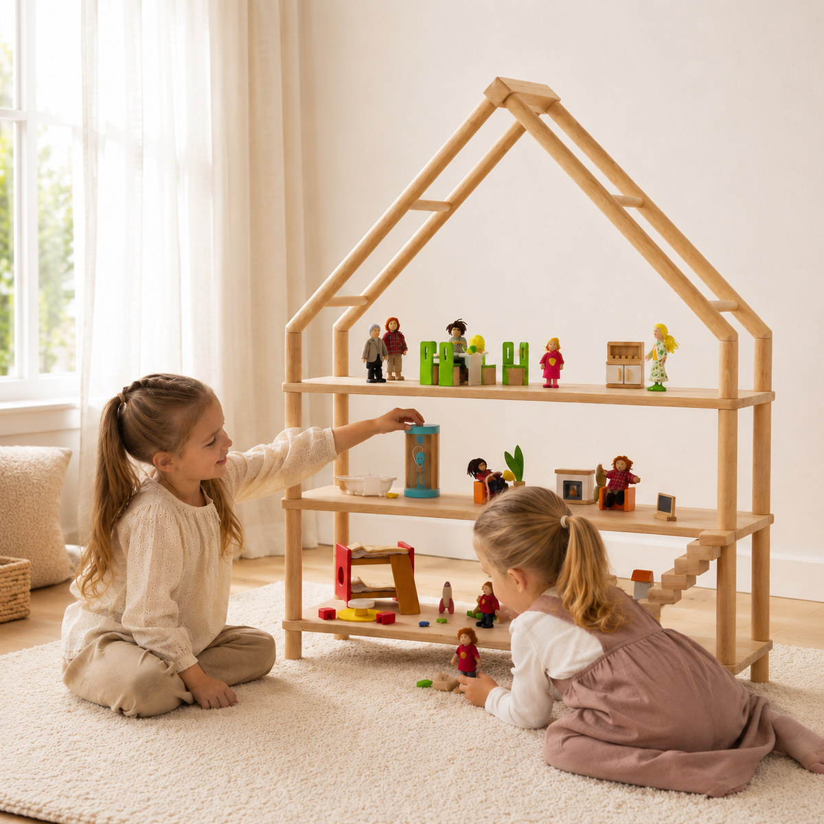 Montessori Regal-Haus mit Spitz-Dach breit und hoch