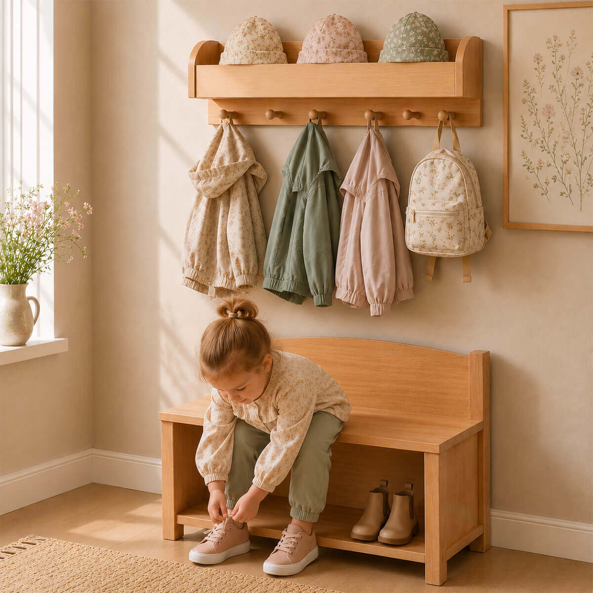 Kleine Kindersitzbank MILANO - Schuhablage für Flur und Kinderzimmer