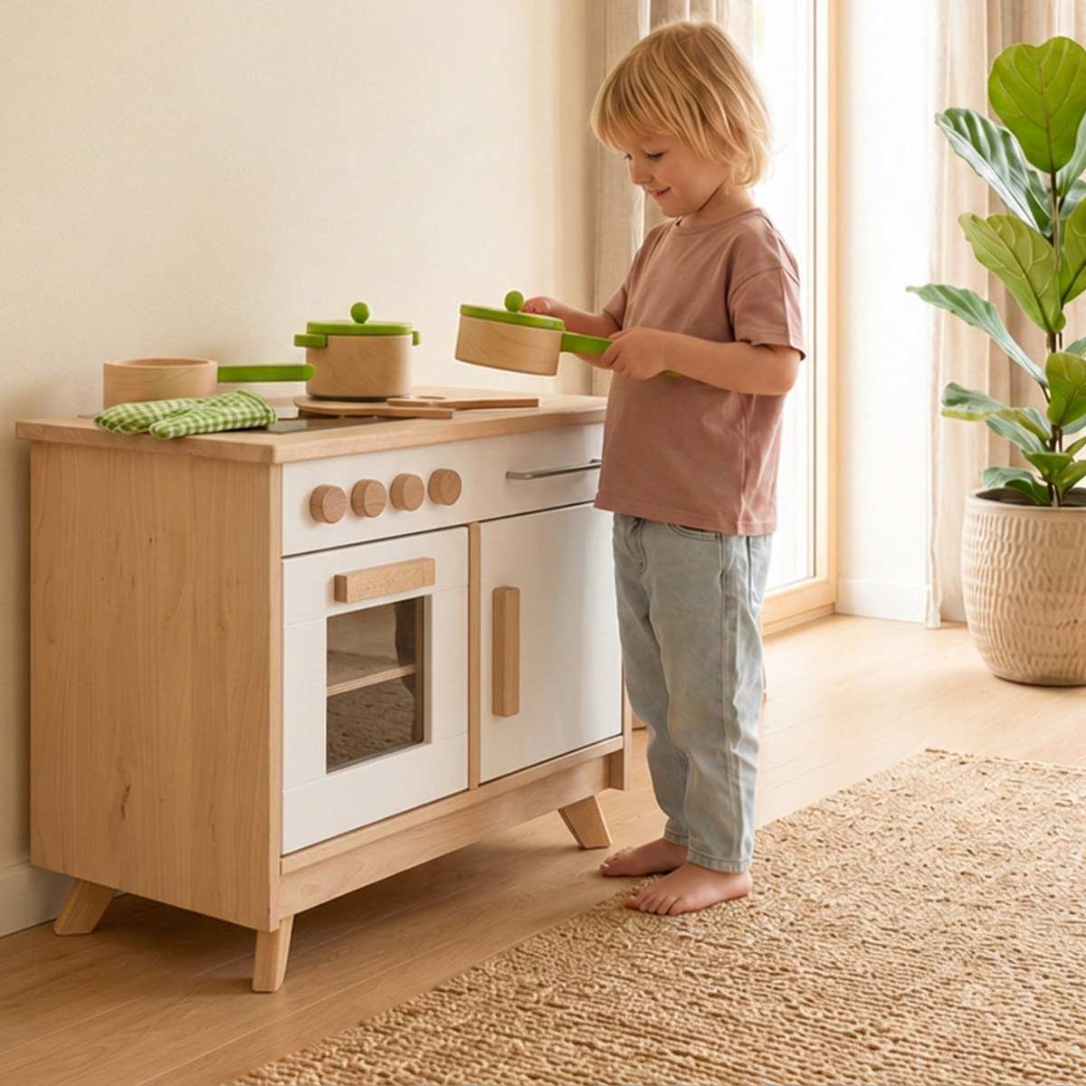Kinderküche erhöhen mit Füßen für größere Kinder