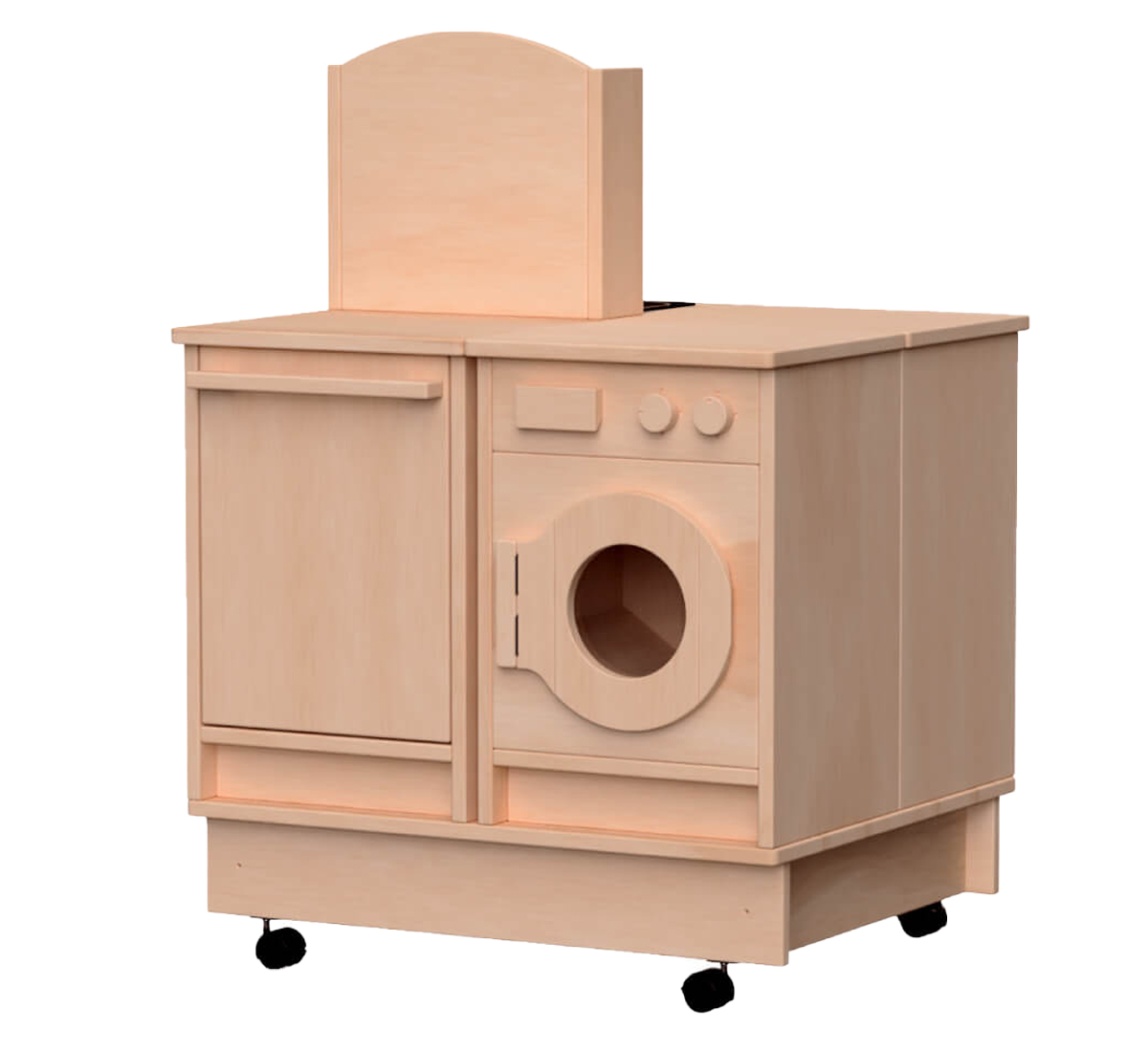 Küchenblock mit Podest und auf Rollen aus Buchenholz