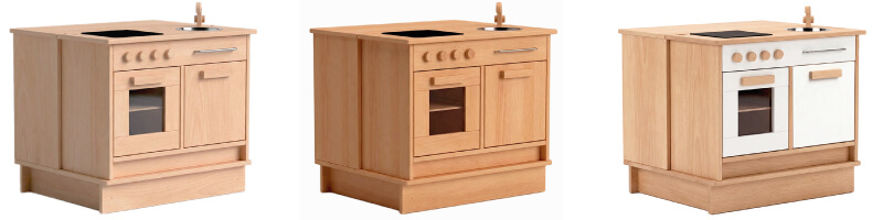 Kochinsel mit Waschmaschine aus Buchenholz