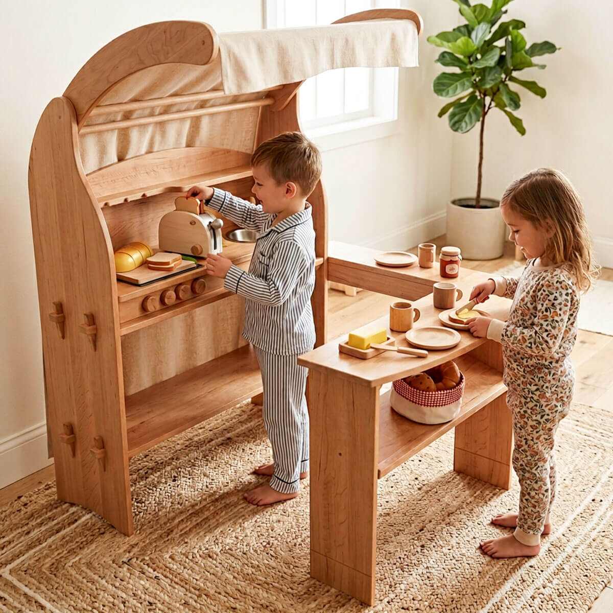 Spielständer mit Küche Set - harmonisch im Kinderzimmer integriert