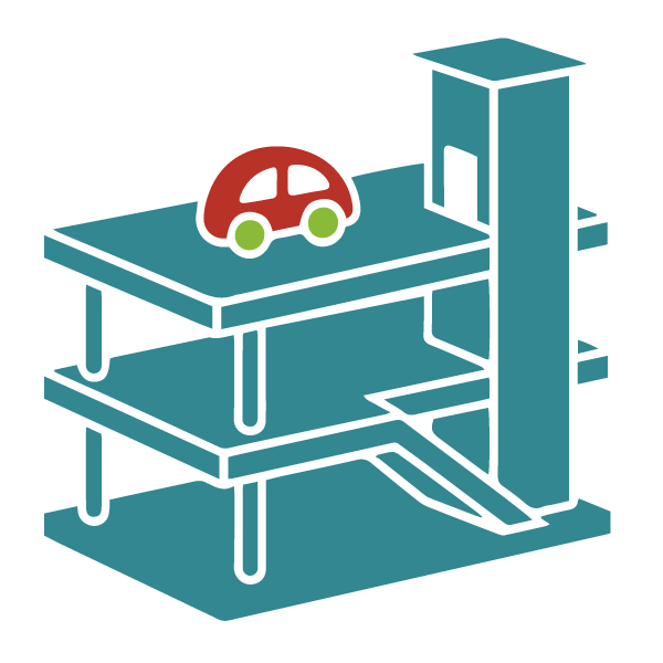 Parkgarage und Parkhaus aus Holz für Kinder. Pädagogisch und ökologisches Spielzeug aus Holz für Kinder.