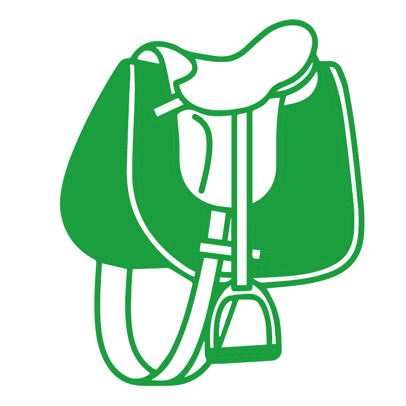 Roter Sattel mit passender Schabracke, Sattelgurt und Steigbügeln, für ein Holzpferd / Voltigierpferd geeignet.