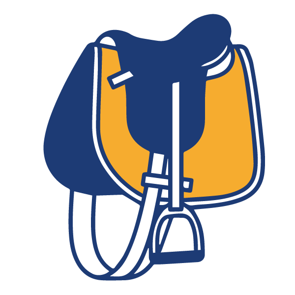 Roter Sattel mit passender Schabracke, Sattelgurt und Steigbügeln, für ein Holzpferd / Voltigierpferd geeignet.