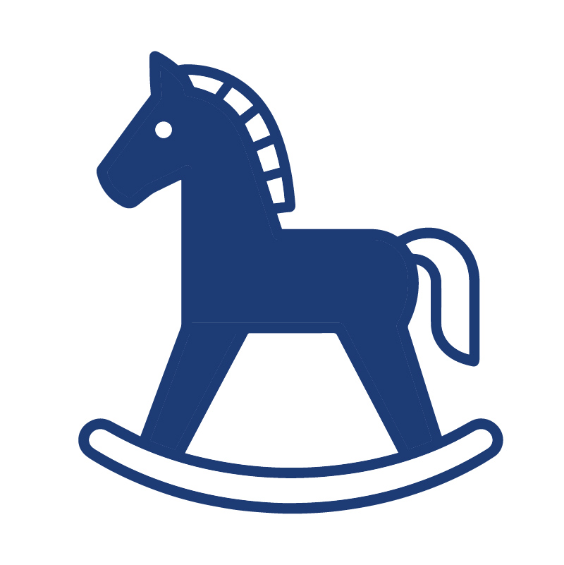 Holz-Schaukelpferd in Naturholz auf Kufen.