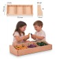 Preview: Holz Kaufladen Einsatz im Größenvergleich mit Kindern – ideal für gemeinsames Spielen