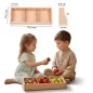 Preview: Holz Kaufladen Einsatz im Größenvergleich mit Kindern – ideal für gemeinsames Spielen