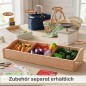 Preview: Holz Kaufladen Einsatz mit passendem Zubehör wie Körben, Waage und Spiellebensmitteln
