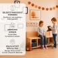 Preview: Kinder nutzen praktische Holz Garderobe mit Sitzbank und Kleiderstange im modernen Montessori Kinderzimmer