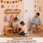 Preview: Kinder Garderobe mit Sitzbank in der Kita – pädagogisch wertvoll für Pädagogen und Gruppenarbeit.