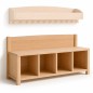 Preview: Kinder Garderobe mit Sitzbank und 4 Schuhfächern – ideal für Schuhe, Spielzeug und Alltagssachen.