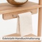 Preview: Edelstahl-Handtuchhalter am Montessori Waschtisch NERI hält das Kinderhandtuch direkt griffbereit