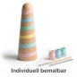 Preview: Bemalbares Einhorn-Horn für Holzpferd mit Pastellfarben und Pinsel – jedes Horn kreativ gestaltbar