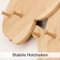 Preview: Baum Garderobe Holz Detail mit Haken für Jacken