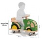 Preview: Holz Traktor BERTI mit 25 cm Sitzhöhe und komfortabler Beinfreiheit.
