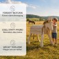 Preview: Infografik zeigt die Vorteile des Holzesels PEDRO für Motorik, Rollenspiel und Fantasie.