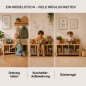 Preview: Kinder Sitzbank mit 4 Fächern als Ordnungssystem, Kuscheltier-Aufbewahrung und Bücherregal.