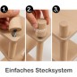 Preview: Einfaches Steck- und Drehsystem verbindet die massiven Holzstollen sicher mit den Regalböden.