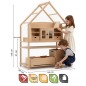 Preview: Montessori Spielregal LULU im realistischen Größenvergleich mit zwei Kindern und passenden Spieleinsätzen.