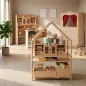 Preview: Montessori Spielregal LULU mit Spieleinsätzen und Aufbewahrung harmonisch in den Raum integriert.