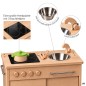 Preview: Holz Kinderküche mit Herdplatte, Edelstahlspüle, drehbarer Holzarmatur und herausnehmbarem Spülbecken
