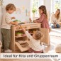 Preview: Kinder spielen gemeinsam an Holz Kinderküche in der Kita – ideal für Rollenspiel, Zusammenarbeit und Gruppenräume
