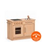 Preview: Holz Kinderküche in Weiß-Natur aus Buchenholz mit Holzgriffen und SpielGut-Auszeichnung