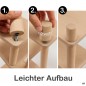 Preview: Einfaches Steck- und Drehsystem verbindet die massiven Holzstollen sicher mit den Regalböden.