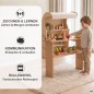 Preview: Kind spielt an der Spieltheke für Spielständer PAULA aus Erlenholz – viel Platz für kreatives Rollenspiel