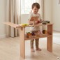 Preview: Kind spielt an der Spieltheke mit Aufsatz im hellen Kinderzimmer und nutzt Kasse und Scanner beim Rollenspiel