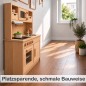 Preview: Holz Kinderküche GRETEL mit schmaler Bauweise, platzsparend in einem hellen Wohnraum an der Wand aufgestellt.