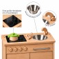 Preview: Holz Kinderküche mit Herdplatte, Edelstahlspüle, drehbarer Holzarmatur und herausnehmbarem Spülbecken