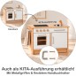 Preview: Holz Kinderküche Weiß-Natur auch als KITA-Ausführung mit Metallgriffen und flexiblem Handtuchhalter erhältlich