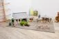 Preview: Spielwelt Kinder-Bauernhof aus Massivholz mit grauem Dach, Hundehütte, Bauernhof, Hühnerstall, Traktor und Holz-Tiere