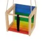 Mobile Preview: Farbenfrohe Holzschaukel für Kleinkinder Regenbogenfarben Babyschaukel Qualität aus Holz sicherer Schaukelspaß ist gewiss