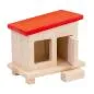 Mobile Preview: Huehnerstall mit rotem Dach für Kinder-Bauernhof von Holz-Peitz, klappbare Tür offen